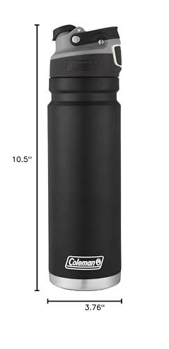 Coleman Autoseal FreeFlow Stainless Steel Water Bottle, Black, 24oz - color: Black, size: 24oz
