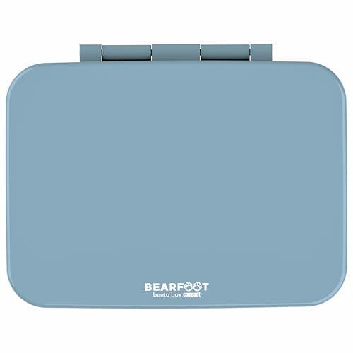 BEARFOOT Kids Lunch Box with Compartments – Compact & Lightweight | Leak-Proof, BPA-Free, Dishwasher Safe | Hand-Drawn Design for Preschool, School, Travel (Blue, 2.75 Cups) - color: Blue, size: 2.75 Cups