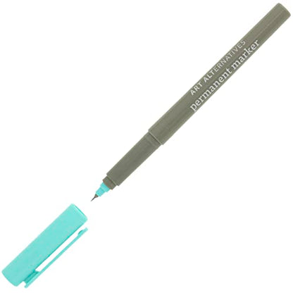 Art Alternatives 영구 마커, 엑스트라 파인 아쿠아 - 1.2mm 펠트 펜촉 - 영구 - 다중 표면 - 드로잉 + 글쓰기 + 일러스트레이션 - color: 아쿠아, size: 1개(1팩)