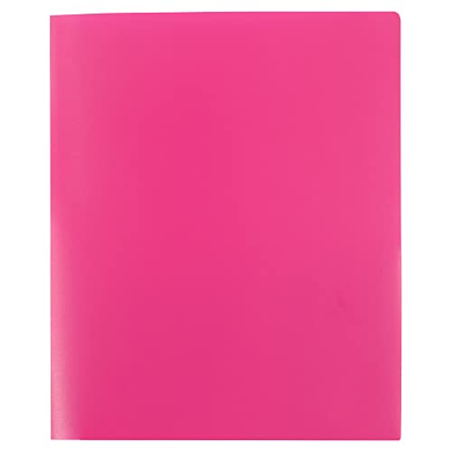 JAM PAPER Heavy Duty Plastic 2 Pocket Extra Tough School Folders - Fuchsia Hot Pink - 6/Pack - color: Fuchsia, size: 6 Per Pack