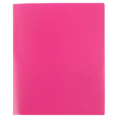 JAM PAPER Heavy Duty Plastic 2 Pocket Extra Tough School Folders - Fuchsia Hot Pink - 6/Pack - color: Fuchsia, size: 6 Per Pack