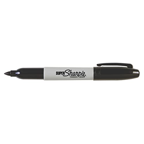 Sharpie Super Permanent Markers, Fine Point, Black, 12 Count - Quick Drying, For Classroom, Poster Boards, Office, Home, Teacher Supplies