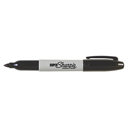 Sharpie Super Permanent Markers, Fine Point, Black, 12 Count - Quick Drying, For Classroom, Poster Boards, Office, Home, Teacher Supplies