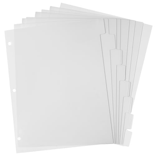 8 Tab White Binder Dividers, Plastic Binder Dividers for 3 Ring Binders, 8.3 x 11 Inch Index Divider for Binders, 3 Hole Punched Page Divider for Office School Notebooks - color: White
