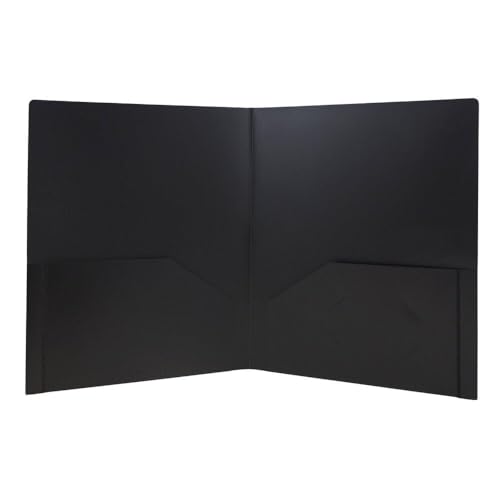 JAM PAPER Heavy Duty Plastic 2 Pocket Extra Tough School Folders - Black - 3/Pack - color: Black, size: 3 Per Pack
