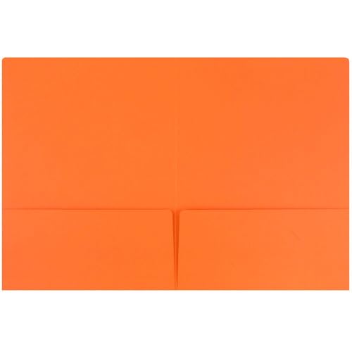LUXPaper 9" x 12" Presentation Folders | Two Pocket | Mandarin Orange | 100lb. Cover | 10 Qty - color: Mandarin