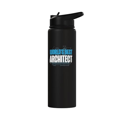 Architect Student Architecture World's Best Architect Stainless Steel Insulated Water Bottle - color: Black