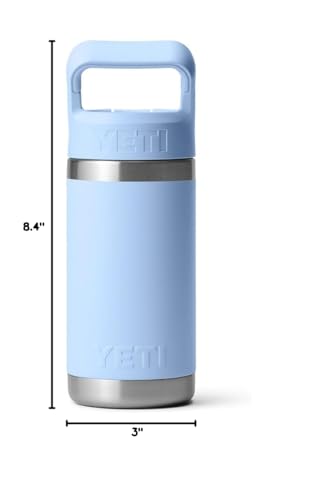 YETI Rambler Jr. 12 oz Kids Bottle, with Straw Cap - color: Big Sky Blue