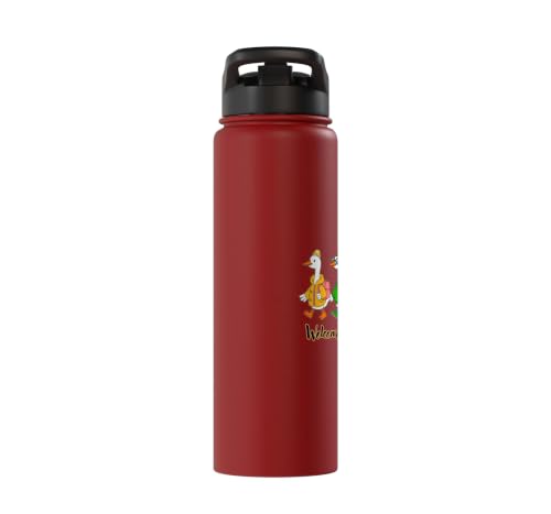 Funny Silly Goose Back To School Student Classroom Theme Stainless Steel Insulated Water Bottle - color: Red