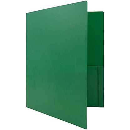 JAM PAPER Heavy Duty Plastic 2 Pocket Extra Tough School Folders - Green - 6/Pack - color: Green, size: 6 Per Pack