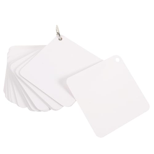 Hemoton Blank Index Cards with Pre-punched Memo Cards for Study and Note-taking Includes Metal Binder Rings for Students and Professionals - size: 9.8X9.8X0.01CM