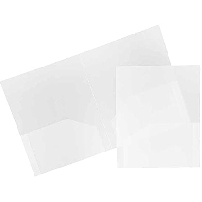 JAM PAPER Heavy Duty Plastic 2 Pocket Extra Tough School Folders - Clear - 6/Pack - color: Clear, size: 6 Per Pack