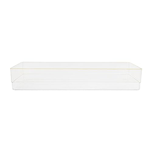 Martha Stewart Kerry Plastic Stackable Office Desk Drawer Organizers, 9" x 3", 8 Pack, with Gold Trim - size: 9" x 3"