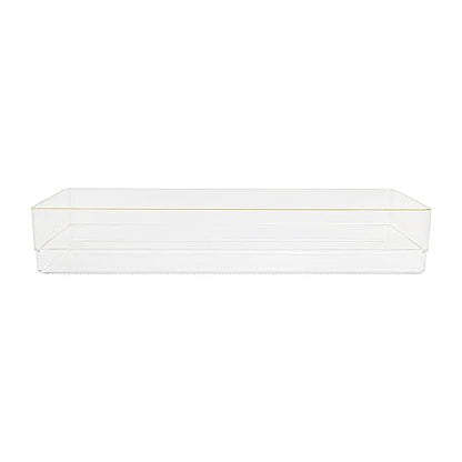 Martha Stewart Kerry Plastic Stackable Office Desk Drawer Organizers, 9" x 3", 8 Pack, with Gold Trim - size: 9" x 3"