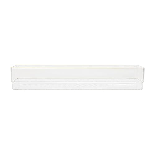 Martha Stewart Kerry Plastic Stackable Office Desk Drawer Organizers, 15" x 6", 2 Pack, with Gold Trim - size: 15" x 6"