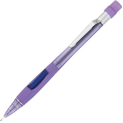 Pentel Quicker Clicker Automatic Pencil, 0.7mm Lead Size, Transparent Violet Barrel, Box of 12 (PD347TV) - color: Violet, style: .7 mm