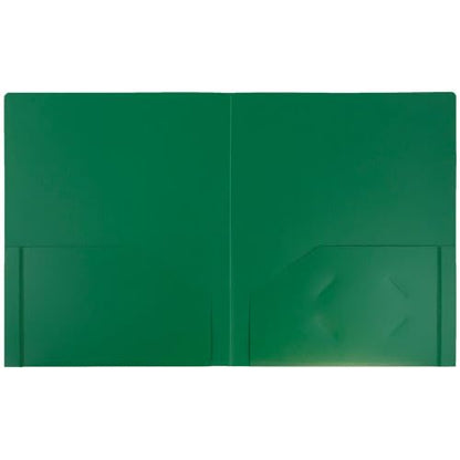 JAM PAPER Heavy Duty Plastic 2 Pocket Extra Tough School Folders - Green - 3/Pack - color: Green, size: 3 Per Pack