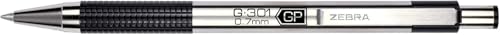 Zebra Pen STEEL G-301 Retractable Gel Pen, Black Ink, 0.7mm, 2-Pack | Stainless Steel Barrel, Textured Grip, Easy-Glide Smooth, Skipless Ink, Fine Point Tip, Professional Design (41312) - color: Black B