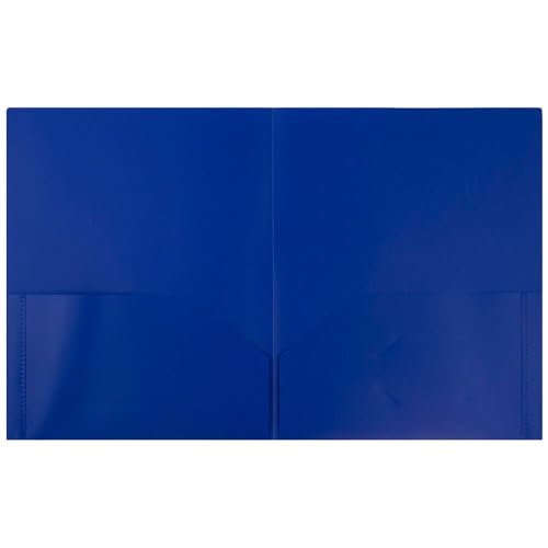 JAM PAPER Plastic 2 Pocket POP Folders - Durable School Folders - Blue - 12/Pack - color: Blue, size: 12 Per Pack
