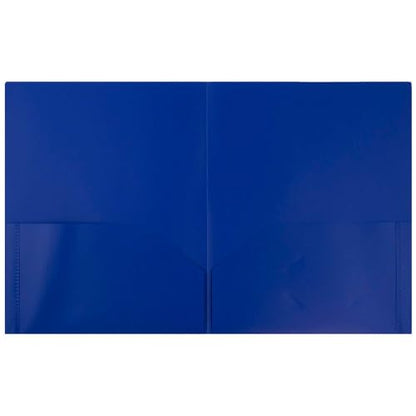 JAM PAPER Plastic 2 Pocket POP Folders - Durable School Folders - Blue - 12/Pack - color: Blue, size: 12 Per Pack