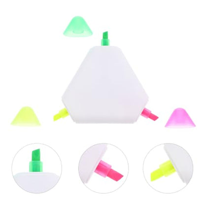10pcs Triangle Highlighter Pens in 3 Colors, Plastic Portable Highlighters for Note Taking and Classroom Use, Prevents Smudges, for Students and Teachers