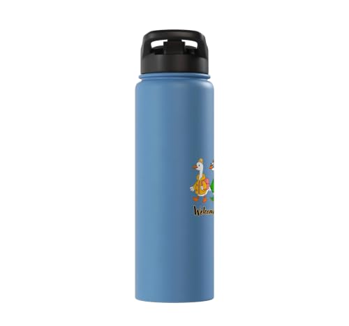 Funny Silly Goose Back To School Student Classroom Theme Stainless Steel Insulated Water Bottle - color: Light Blue