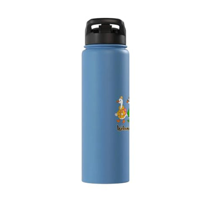 Funny Silly Goose Back To School Student Classroom Theme Stainless Steel Insulated Water Bottle - color: Light Blue