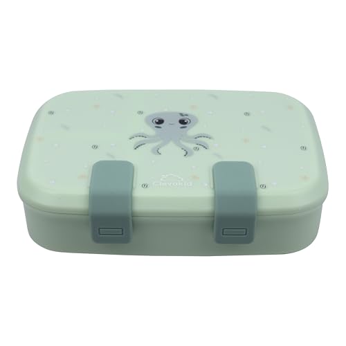 Kids Bento Explorer Lunch Box, 3 No-Mix Compartments, Microwave & Dishwasher Safe, Lightweight with Removable Tray, for Daycare, Preschool, School (Green Light Mint ClevaInk Friend) - color: Green Light Mint ClevaInk Friend