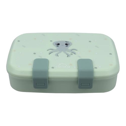 Kids Bento Explorer Lunch Box, 3 No-Mix Compartments, Microwave & Dishwasher Safe, Lightweight with Removable Tray, for Daycare, Preschool, School (Green Light Mint ClevaInk Friend) - color: Green Light Mint ClevaInk Friend