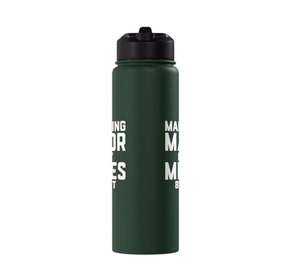 Marketing Major By Day Memes By Night Marketer Joke Student Stainless Steel Insulated Water Bottle - color: Dark Green