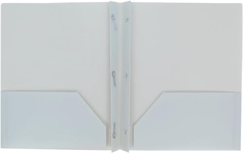 LLC Office Products Plastic Folders with 2 Pockets, Letter Size Poly Folders with 3 Metal Prongs Fastener Clips, (Grey) - color: Grey