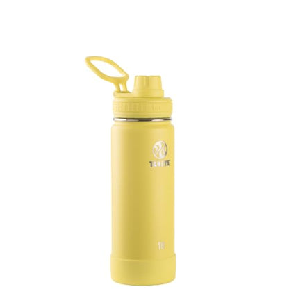 Takeya Actives Insulated Stainless Steel Water Bottle with Spout Lid, 18 Ounce, Canary - color: Canary, size: 18 Ounces