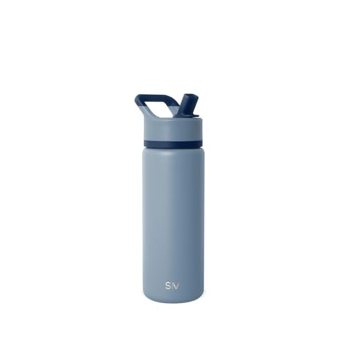 Simple Modern Kids Water Bottle with Straw Lid | Vacuum Insulated Stainless Steel Metal | Reusable Leak Proof BPA-Free Thermos for School | Summit Collection | 18oz, Blue Dune - color: -Blue Dune, style: 18oz