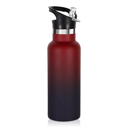 Volhoply 17oz Kids Insulated Water Bottle,Stainless Steel Water Bottles with Straw Lid,Double Wall Vacuum Metal Cups Water Bottle,Reusable Sports School Water Flask Keep Cold(Red Purple,1 Set) - color: Red Purple