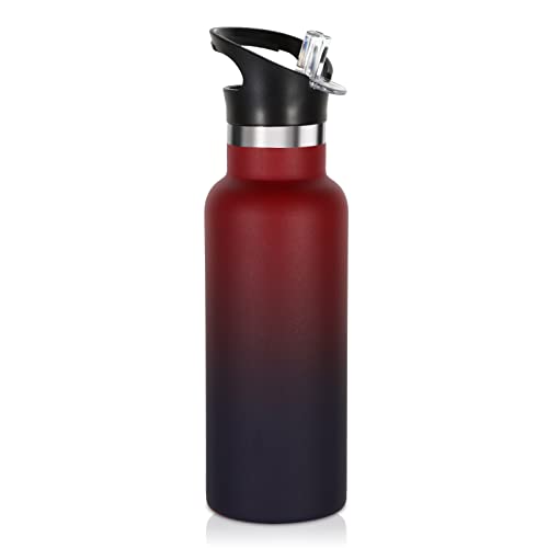 Volhoply 17oz Kids Insulated Water Bottle,Stainless Steel Water Bottles with Straw Lid,Double Wall Vacuum Metal Cups Water Bottle,Reusable Sports School Water Flask Keep Cold(Red Purple,1 Set) - color: Red Purple