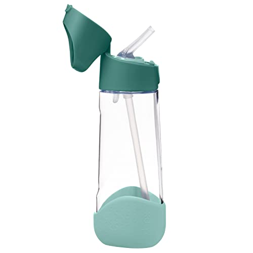 b.box 20oz Tritan Kids Water Bottle - Kids Water Bottle w/Straw for School, Sports, Daycare - Leakproof - Ergonomic Triangle Grip - Dishwasher Safe, BPA Free, PFAS Free - Emerald Forest - color: Emerald Forest, size: 20 Ounces
