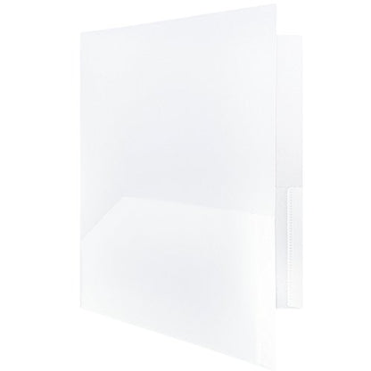 JAM PAPER Plastic Color POP Folders - 2 Pocket Durable Folders with Metal Prongs Fastener Clasps - Clear - Bulk 96/Pack - color: Clear, size: 96 Per Pack