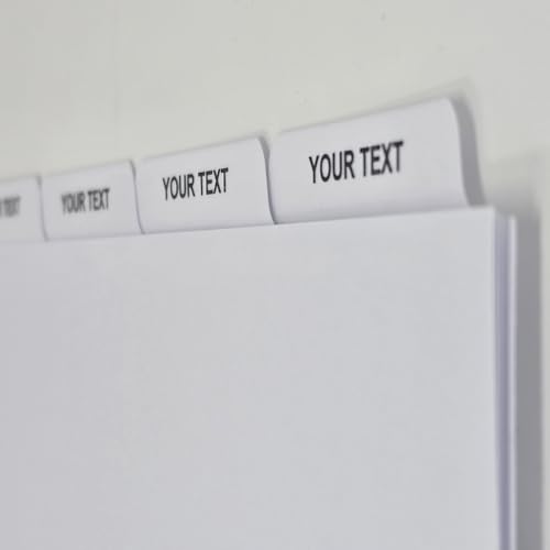 Bulk Custom Binder Dividers (Tabs) – Personalized White Plastic Index Divider Tabs with Your Text – 1/4 Cut, 1/5 Cut, 1/6 Cut – 100, 200 & 300 Sets (100, 1/4 Cut) - size: 1/4 Cut