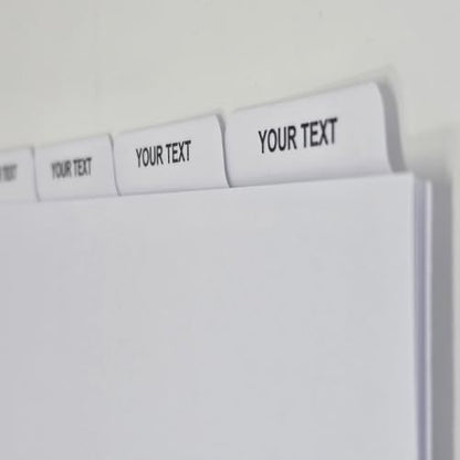 Bulk Custom Binder Dividers (Tabs) – Personalized White Plastic Index Divider Tabs with Your Text – 1/4 Cut, 1/5 Cut, 1/6 Cut – 100, 200 & 300 Sets (100, 1/4 Cut) - size: 1/4 Cut