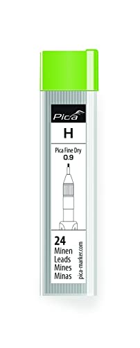 Pica Fine Dry H 7050 Refill Set Graphite Lead (9 mm, for Almost All Surfaces, for Precise Marking, Includes Eraser) 7050