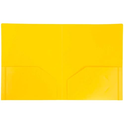 JAM PAPER Heavy Duty Plastic 2 Pocket Extra Tough School Folders - Yellow - 3/Pack - color: Yellow, size: 3 Per Pack