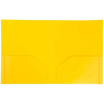JAM PAPER Heavy Duty Plastic 2 Pocket Extra Tough School Folders - Yellow - 3/Pack - color: Yellow, size: 3 Per Pack