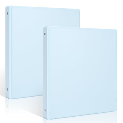 SKYDUE 3 Ring Binder 2 Pack, 1 Inch Clear View Binders with 2 Interior Pockets（Fit 8.5x11 Inches）, Round Ring Binder for Office & School Supplies Organize, Blue - color: Blue & Blue, size: 1 inch