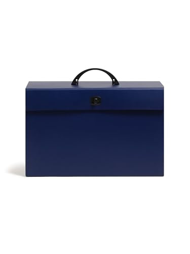 Smead Portable Expanding File Box, 19 Pockets, Blank Tabs, Printed Labels, Latch Closure, Legal Size, Blue (70806) (Pack of 4) - color: Blue, size: Legal (Pack of 4)