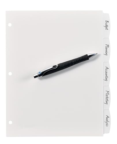 Avery Big Tab Write & Erase Durable Plastic Dividers for 3 Ring Binders, 5-Tab Set, White, 1 Set (16370) - style: 1 Set