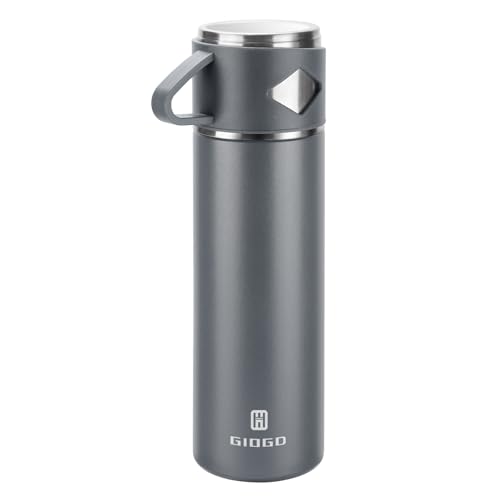 Stainless Steel Thermo 700ml/23.7oz Vacuum Insulated Bottle with Cup for Coffee Hot drink and Cold drink water flask.(Gray,Single) - color: Grey (Single), size: 23.7 Ounces