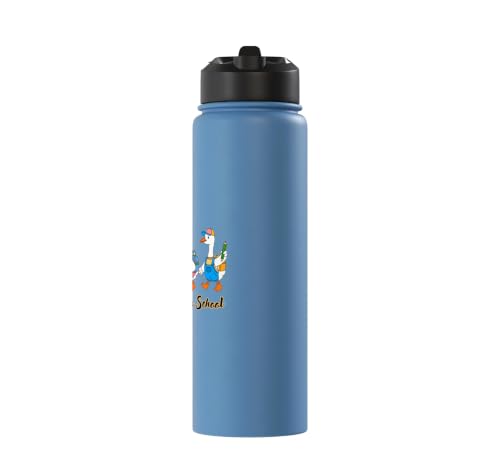 Funny Silly Goose Back To School Student Classroom Theme Stainless Steel Insulated Water Bottle - color: Light Blue