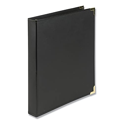 Samsill Leather Binder, Classic Collection, 3 Ring, Executive Presentation Portfolio, 1 Inch (Holds 200 Sheets), Brass Round Ring, Black - color: Black, size: 1 Inch, style: Classic