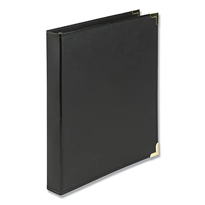Samsill Leather Binder, Classic Collection, 3 Ring, Executive Presentation Portfolio, 1 Inch (Holds 200 Sheets), Brass Round Ring, Black - color: Black, size: 1 Inch, style: Classic