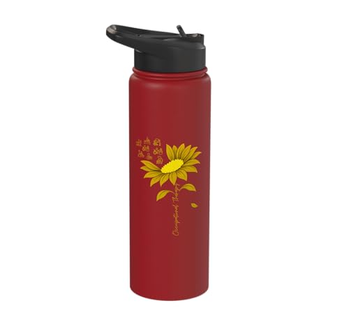 Occupational Therapy Sunflower OTA Occupational Therapist Stainless Steel Insulated Water Bottle - color: Red